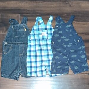 Kids Denim and Patterned Overalls Set